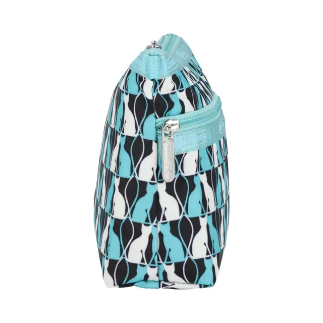 【Lesportsac】Cosmetic Clutch 雙層拉鍊收納化妝包 收納袋 盥洗包 送禮 禮物 推薦 女包(鏡中貓影)