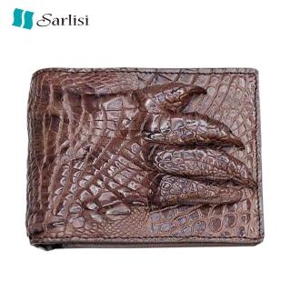 【Sarlisi】Sarlisi鱷魚皮皮夾新款男士商務真皮短夾多卡位鱷魚皮爪子錢包(鱷魚皮皮夾短款錢包皮夾)