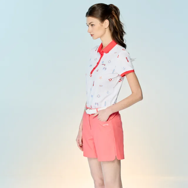 【PING】女款度假風吸濕排汗抗UV短袖POLO衫-紅(GOLF/高爾夫球衫/RA25106-18)
