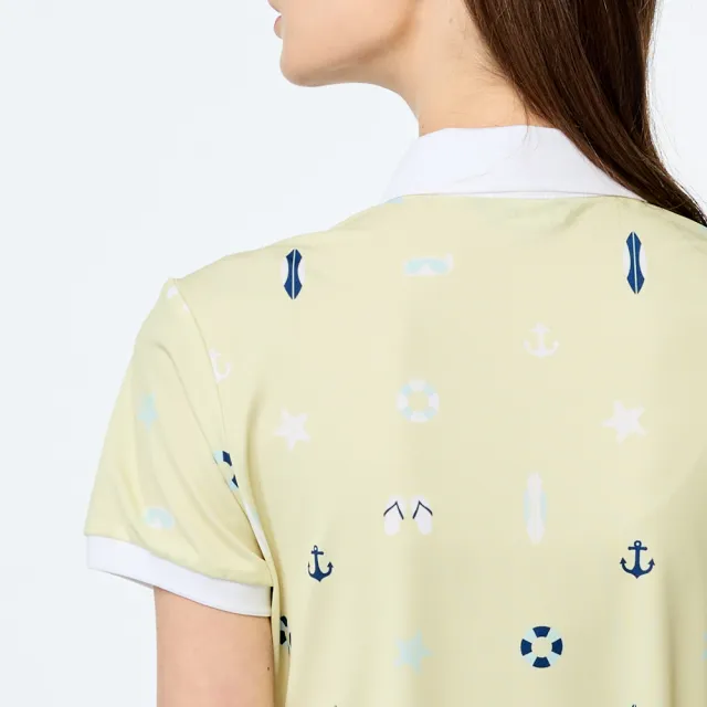 【PING】女款度假風吸濕排汗抗UV短袖POLO衫-黃(GOLF/高爾夫球衫/RA25106-33)