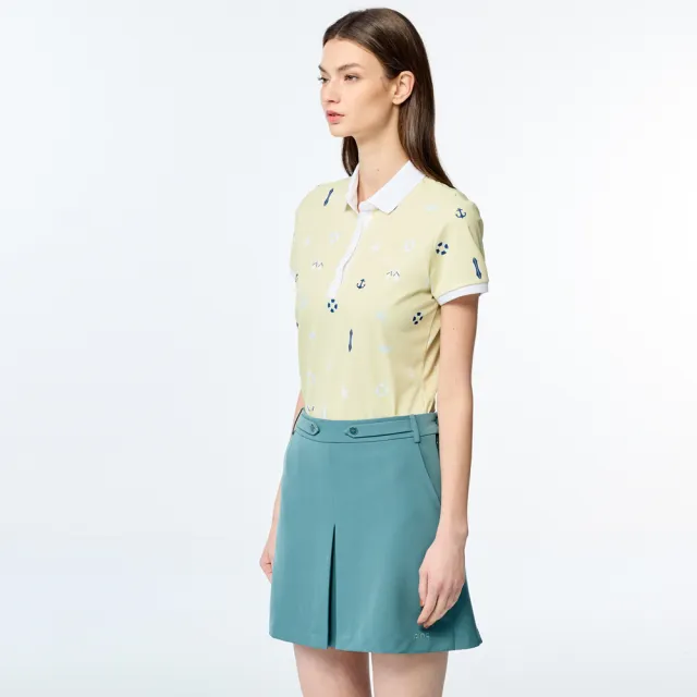 【PING】女款度假風吸濕排汗抗UV短袖POLO衫-黃(GOLF/高爾夫球衫/RA25106-33)