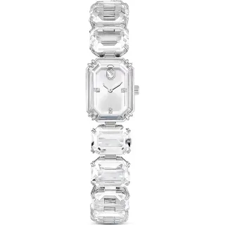 【SWAROVSKI 施華洛世奇】八角切割水晶腕錶 白色方形錶 時尚穿搭 母親節禮物推薦(5621173)