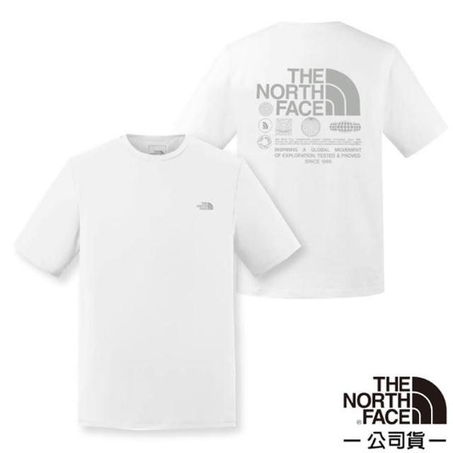 【The North Face】男女 純棉大尺寸印花短袖T恤.圓領套頭衫.運動休閒上衣(8D84-FN4 白色)