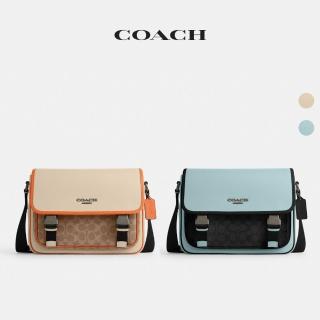 【COACH】蔻馳官方直營 RACER撞色經典Logo郵差包-2色可選(CAJ79)