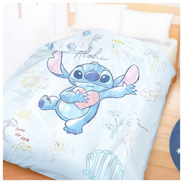 【享夢城堡】天絲卡通薄被套(雙人6x7-迪士尼史迪奇Stitch 海景時光-藍)