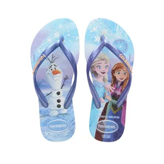 【havaianas 哈瓦仕】拖鞋 童鞋 冰雪奇緣 艾莎 安娜 雪寶 Kids Slim Princess 藍 4123328-0397K(哈瓦士)