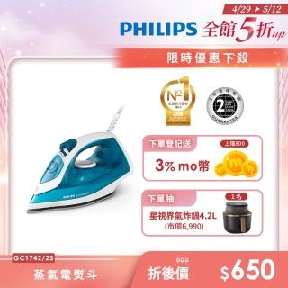 【Philips 飛利浦】蒸氣電熨斗 藍白/GC1742(手持式熨斗)
