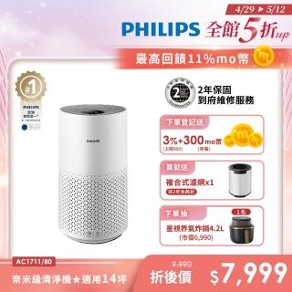 【Philips 飛利浦】奈米級空氣清淨機★適用12-14坪(AC1711/80)