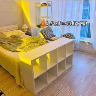 【YouPin】床邊隔斷櫃120*29*60落地置物架臥室側邊格子櫃收納儲物櫃(邊櫃/儲物櫃/收納櫃/床邊櫃)