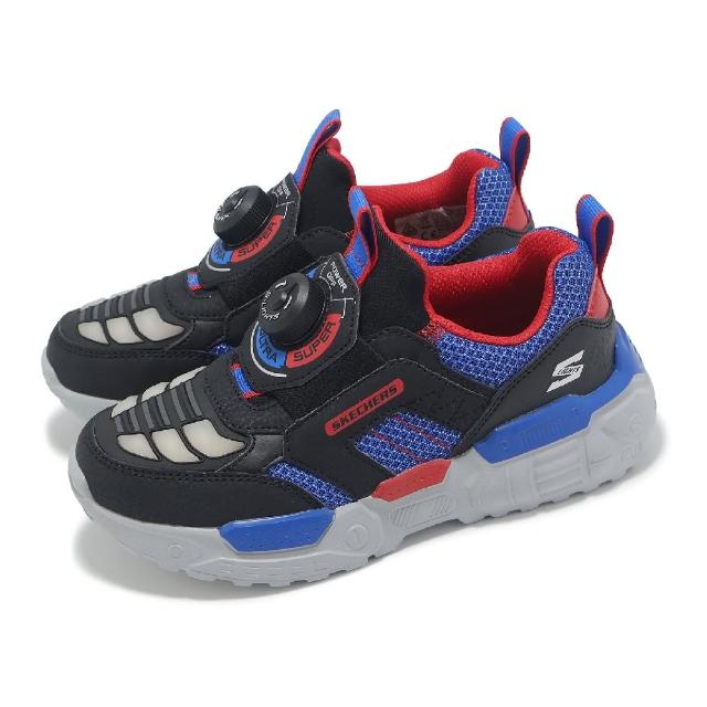 【SKECHERS】燈鞋 S Lights-Turbo 大童 黑 藍 閃燈 發光 小朋友 童鞋 未來戰士(400170-LBKRB)