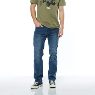 【JEEP】男裝 簡約百搭直筒牛仔長褲(藍色)