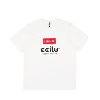 【CCILU 馳綠】男款 印花冰瓷棉短袖上衣(米白)