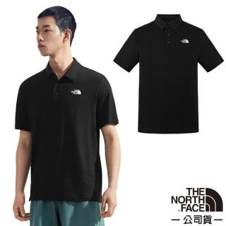 【The North Face】男 美麗諾羊毛混紡短袖POLO衫.休閒運動上衣(8BYK-JK3 宇宙黑)