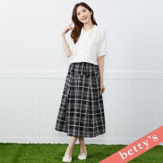 【betty’s 貝蒂思】前摺口袋格紋長裙(黑色)