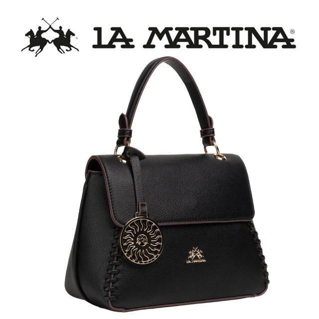 【LA MARTINA】義大利原裝進口 限量2折 頂級皮革手提包肩背包 1817P 全新專櫃展示品(黑色)