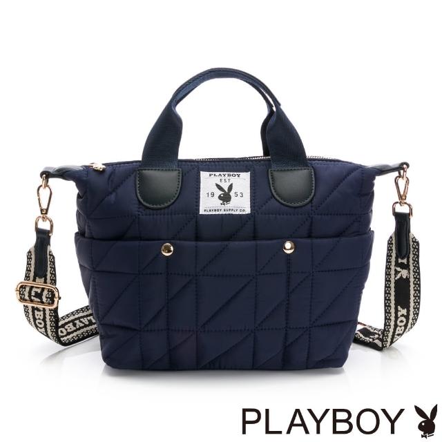 【PLAYBOY】手提包附長背帶  Craft系列(藍色)