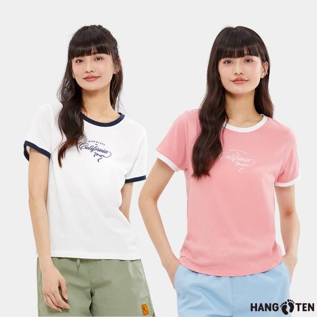 【Hang Ten】女裝-舒爽棉涼感吸濕快乾蝴蝶結LOGO刺繡短袖T恤(多色選)