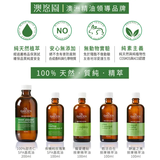 【澳洲OiL GARDEN】甜杏仁SPA基底油200ml(買2送1總代理公司貨)