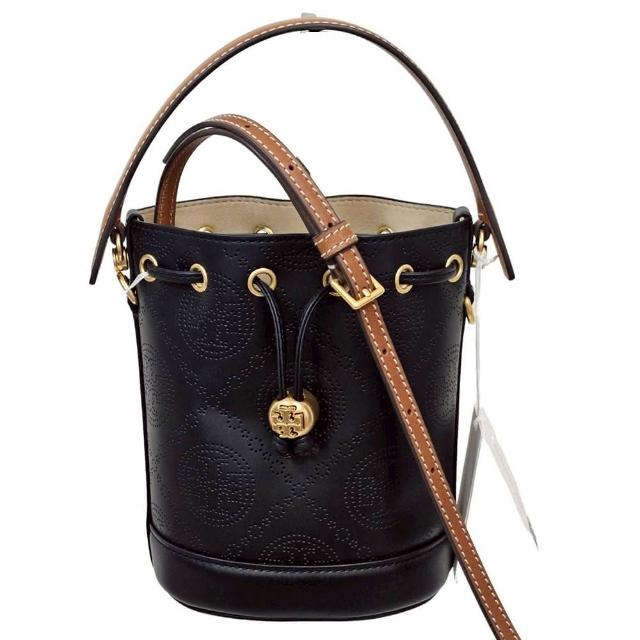 【TORY BURCH】專櫃新款 鐳射穿孔 TMonogram  全皮水桶包(贈原廠防塵袋紙袋/母親節送禮)