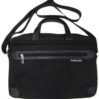 【KAWASAKI】公事包進口專櫃可14吋電腦小型檔案包高單數進口防水布+牛皮可A4資料夾附長背帶