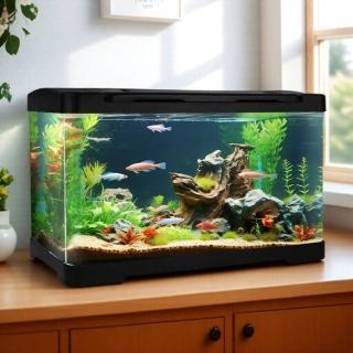 【星治】過濾製氧一體魚缸 亞克力熱彎魚缸 免換水過濾魚缸 預售12工作天(40cm一體成型裸缸)