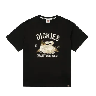 【Dickies】男女款黑色胸前大圖案Logo印花休閒短袖T恤｜DK0A88QIBLK