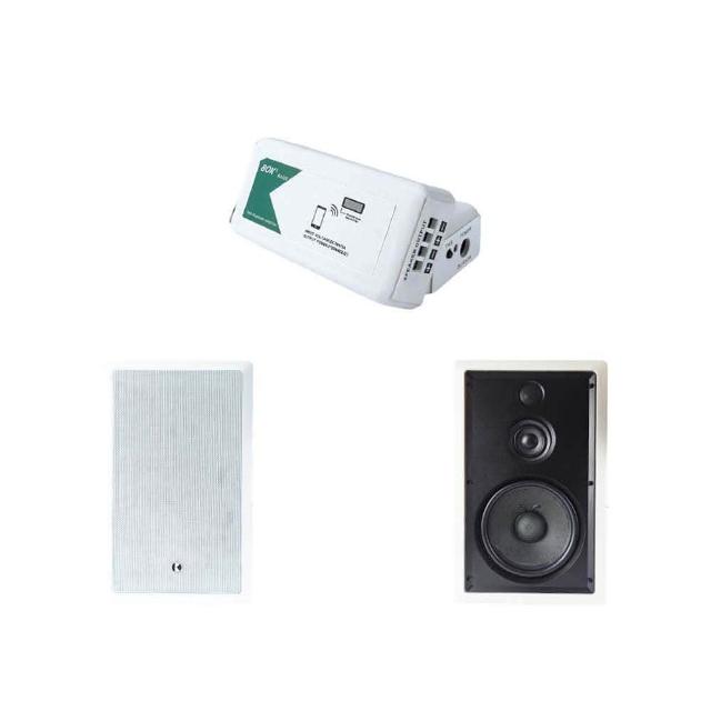 【BOK】BA220 TWS藍牙小擴大機及IK-208 8吋方形二音路崁入式喇叭2支套組含MKL N60喇叭線20米