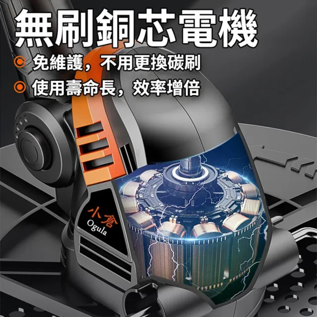 【Ogula 小倉】割草機 除草機（無刷強悍款10節兩電）送打草繩+輔助輪(錳鋼圓形鋸片/高效鋰電工具)