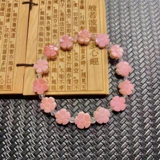 【佰財水晶珠寶】天然女王貝9mm小花加4mm白水晶刻面DIY手串(DIY手串飾品)