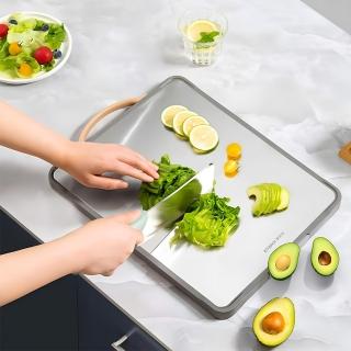 【JOSEN】抗菌不鏽鋼 雙面切菜板砧板 帶磨刀器(環保無異味)