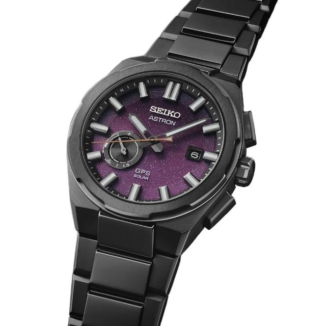 【SEIKO 精工】黑標 Astron 限量夜櫻 太陽能GPS衛星 鈦金屬腕錶(SSJ029J1／3X62-0AG0SD)父親節 禮物 推薦