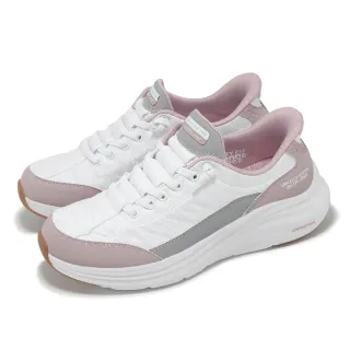 【SKECHERS】懶人鞋 Contour Foam Slip-Ins 女鞋 寬楦 白 紫 緩衝 瞬穿科技 健走鞋(150404-WWLV)