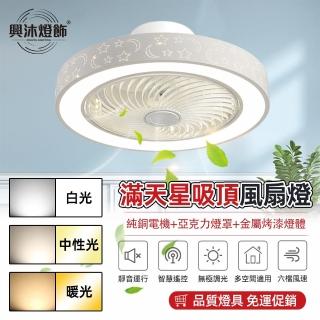 【XINGMU 興沐】新款臥室隱形吸頂空氣循環靜音風扇燈(遙控+APP/無極調光/六檔風速)