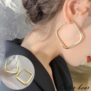 【卡樂熊】簡約時髦啞金幾何造型耳環(耳環飾品)