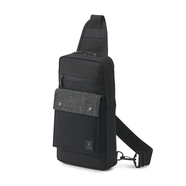 【PORTER INTERNATIONAL】牛仔拼接PATCH WORK單肩包(黑)