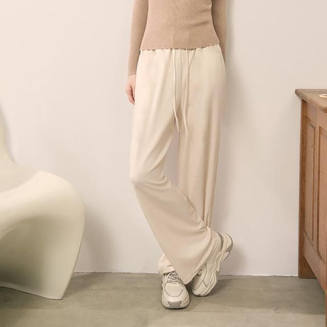 【MYDRESS】鬆緊腰無口袋直筒長褲