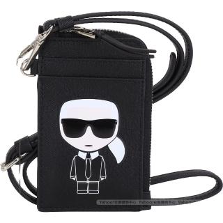 【KARL LAGERFELD 卡爾】IKONIK證件套夾-黑(時尚老佛爺 經典不敗IKONIK)