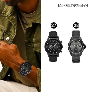【EMPORIO ARMANI】亞曼尼義式經典款三眼/計時腕錶 不鏽鋼鍊帶/矽膠/皮革錶帶 指針錶 男錶(多款任選)