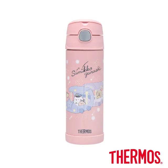 【THERMOS 膳魔師】角落小夥伴不鏽鋼真空兩用保冷瓶兒童水壺470ml(F4021CSG)