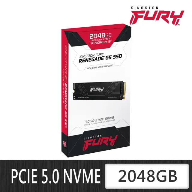 【Kingston 金士頓】FURY Renegade G5 PCIe 5.0 2048GB NVME M.2 固態硬碟(SFYR2S/2T0)