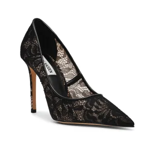【steve madden】優雅蕾絲透膚高跟鞋 THRIVE-LM(黑色)