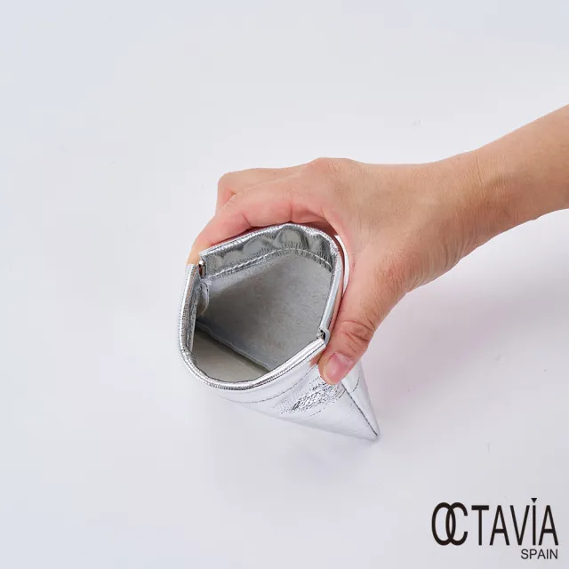 【OCTAVIA 8】雙11 超魅力金屬時尚彈壓多用途短夾零錢包 十足銀(零錢包 萬用小包)