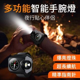 【LUYOO】高亮LED手腕燈照明燈 迷你強光手電筒 露營探照燈 隨身應急燈 指南針(登山必備)