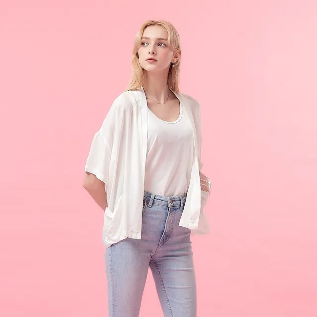 【ICHE 衣哲】Cop.Copine法式輕盈嫘縈寬鬆短袖罩衫外套