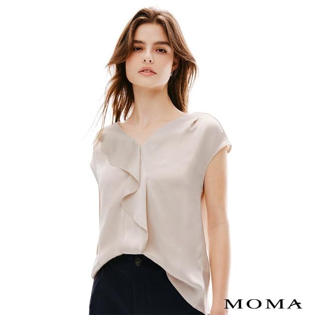 【MOMA】優雅小蓋袖2way緞面上衣(兩色)
