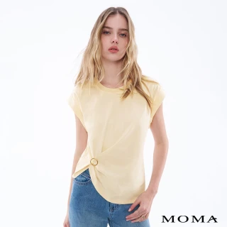 【MOMA】個性單邊抓褶小蓋袖上衣(兩色)