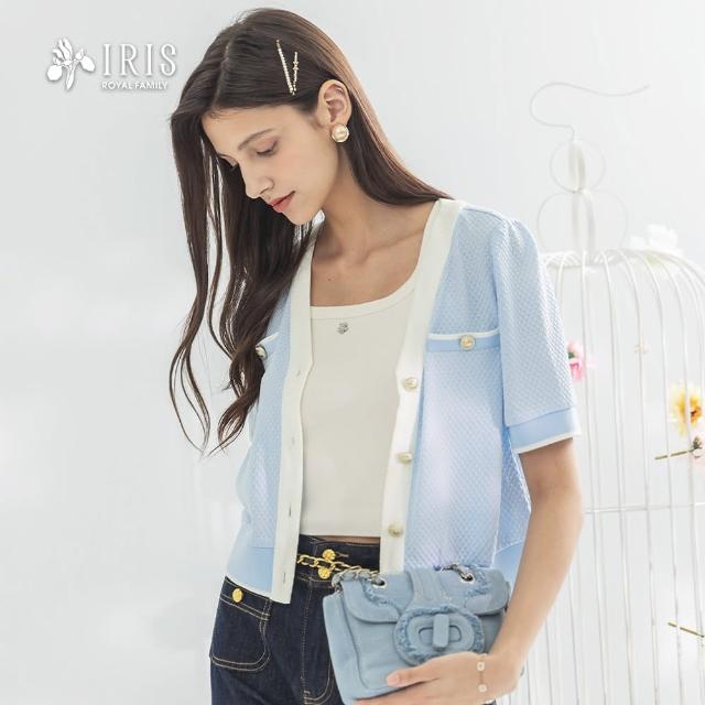 【IRIS 艾莉詩】柔色拼接V領上衣-2色(52915)