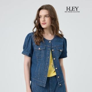 【ILEY 伊蕾】簡約小泡袖萊賽爾牛仔外套(藍；M-XL；1252468404)