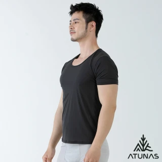 【ATUNAS 歐都納】男款零著感抑菌抗臭涼感短袖內著衣(A1UCGZ01M黑/輕薄貼身/透氣乾爽/吸濕排汗)