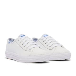 【Keds】TRIPLE KICK 女鞋 時尚皮革厚底小白鞋 休閒鞋 冰川白(WH57310)